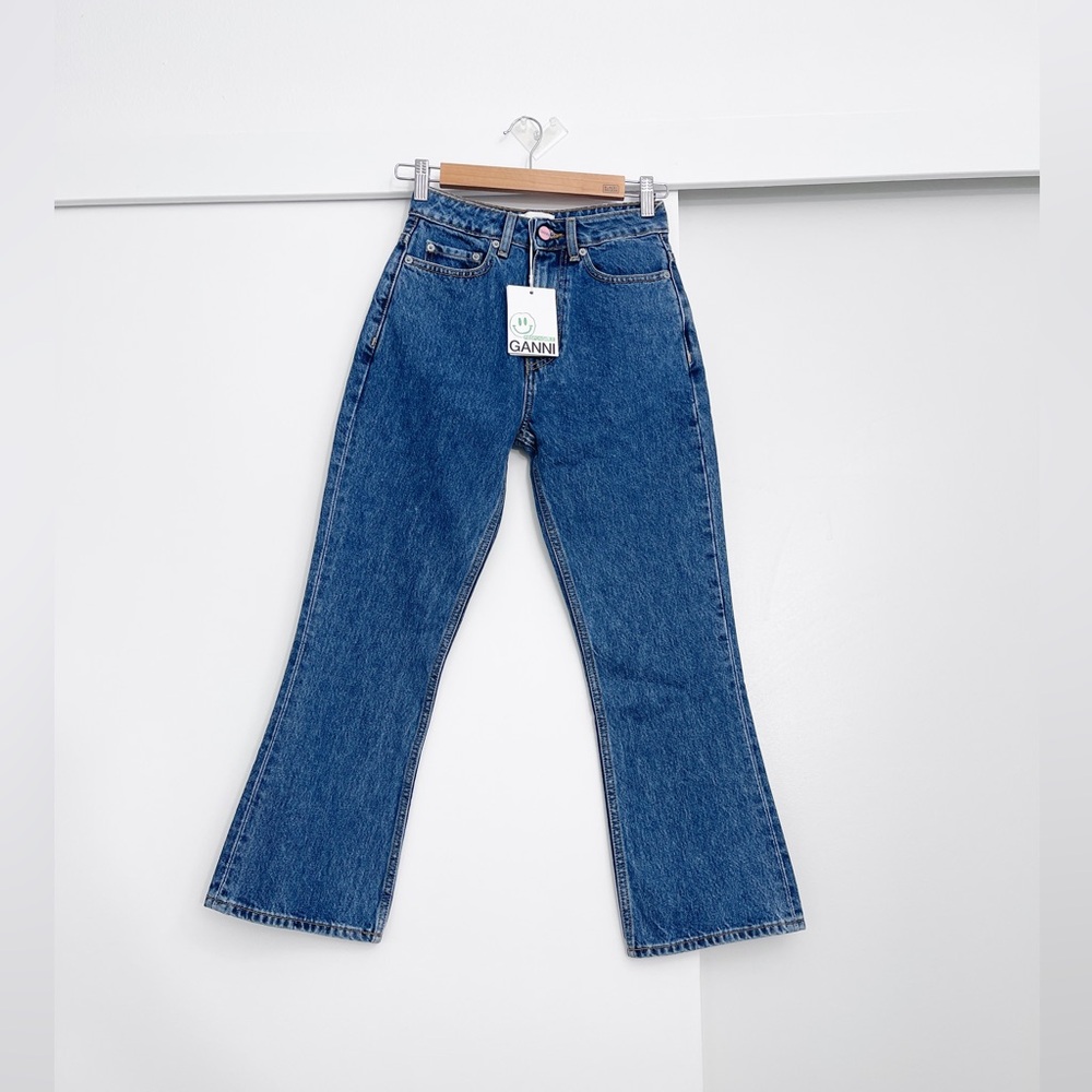 NWT Ganni Denim Betzy Cropped Organic Cotton Jeans Size 24